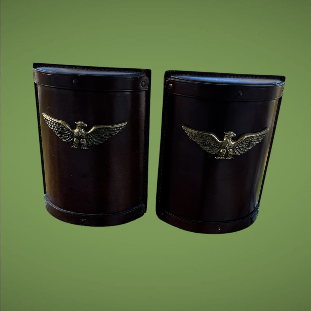 Elegant vintage  leather  Bookends with Eagle Design
